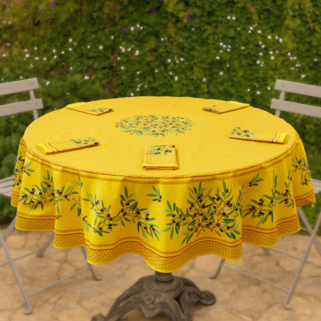 Nyons Gul - Rund akrylbelagd provenceduk Ø 180, miljö