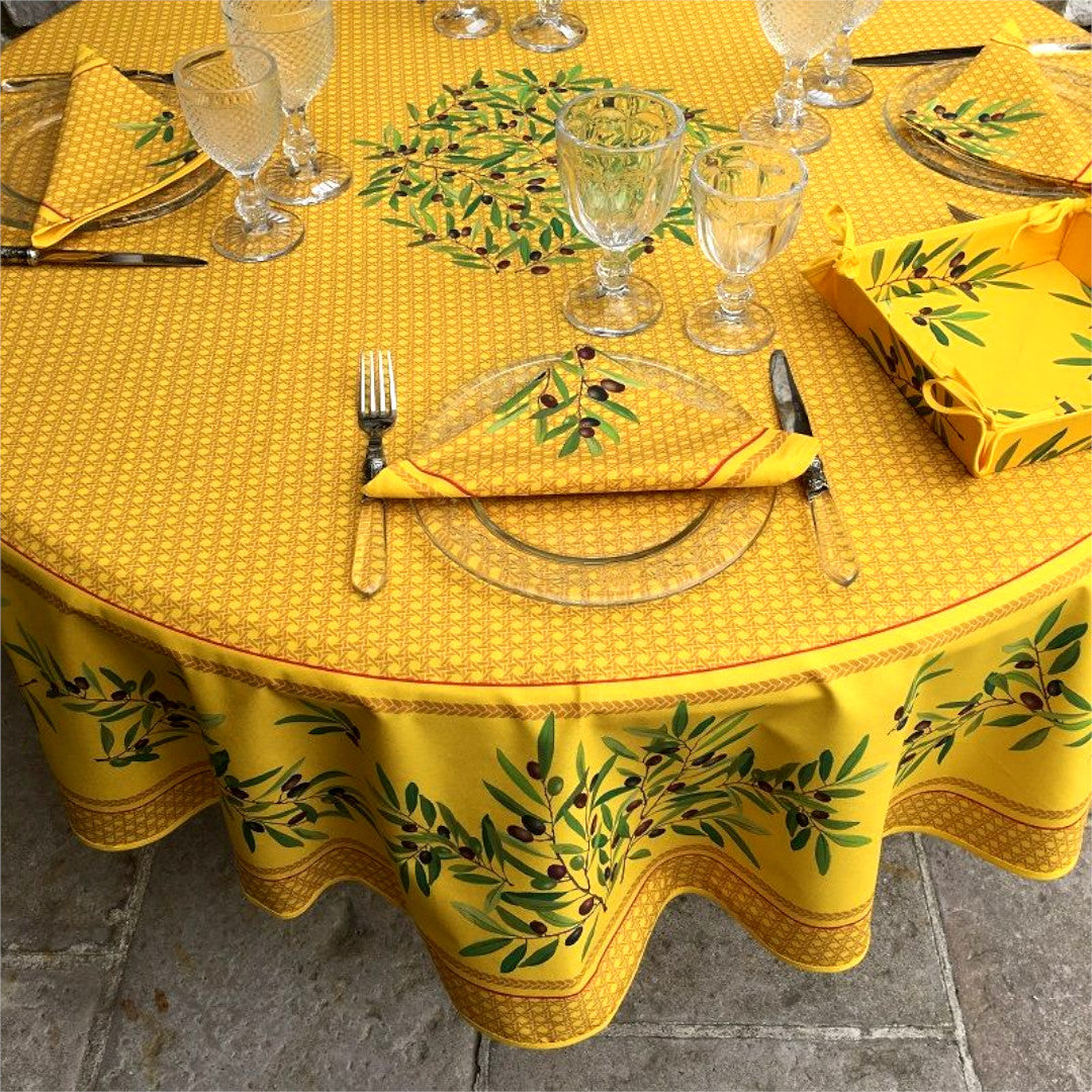 Nyons Gul - Rund provenceduk Ø 180, dukning