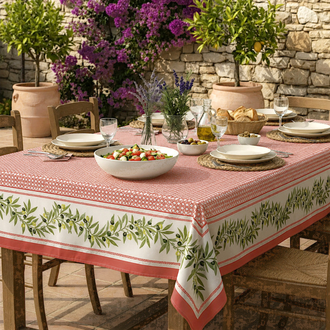 Nyons Terrakotta – Rektangulär akrylbelagd provenceduk 150 x 250 cm