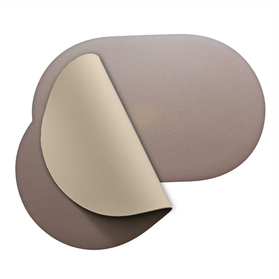 Moon oval bordstablett i konstläder – Beige/Sand – 30 x 45 cm