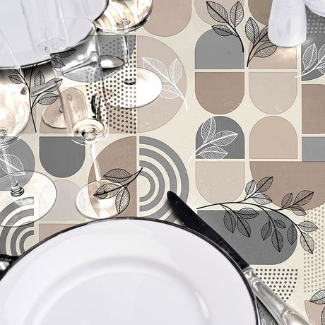 Ovaline Bladform - Vaxduk med nordisk geometri och organiska detaljer, detalj