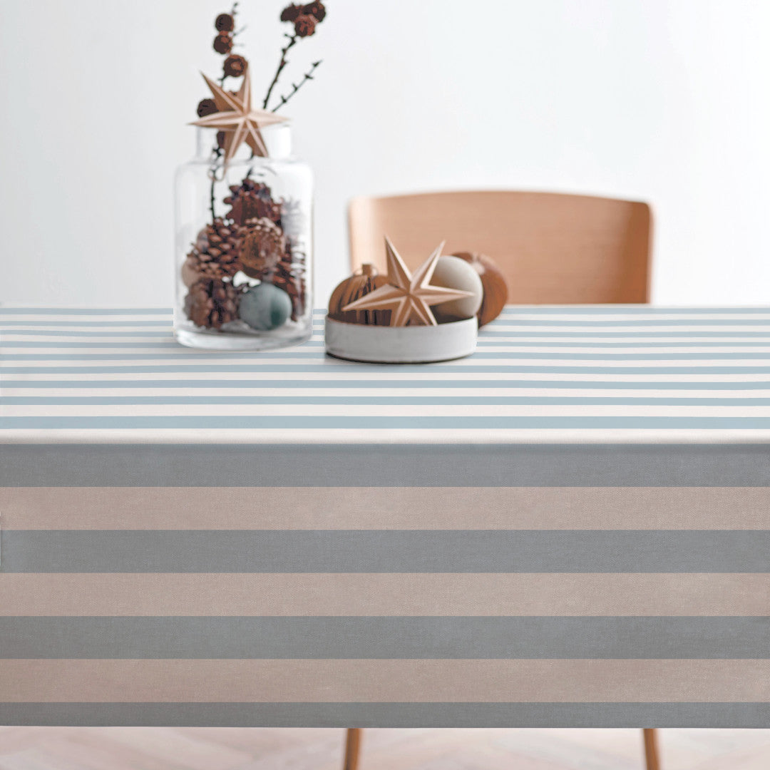 Parallel Linen Blue – Södahl textilvaxduk i 100 % bomull med glidskydd