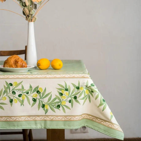 Ramatuelle Grön - Rektangulär akrylbelagd provenceduk 150 x 250, hörn