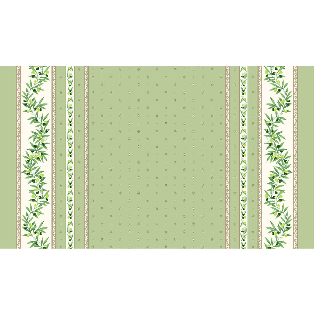 Ramatuelle Grön - Rektangulär akrylbelagd provenceduk 150 x 250, mönster