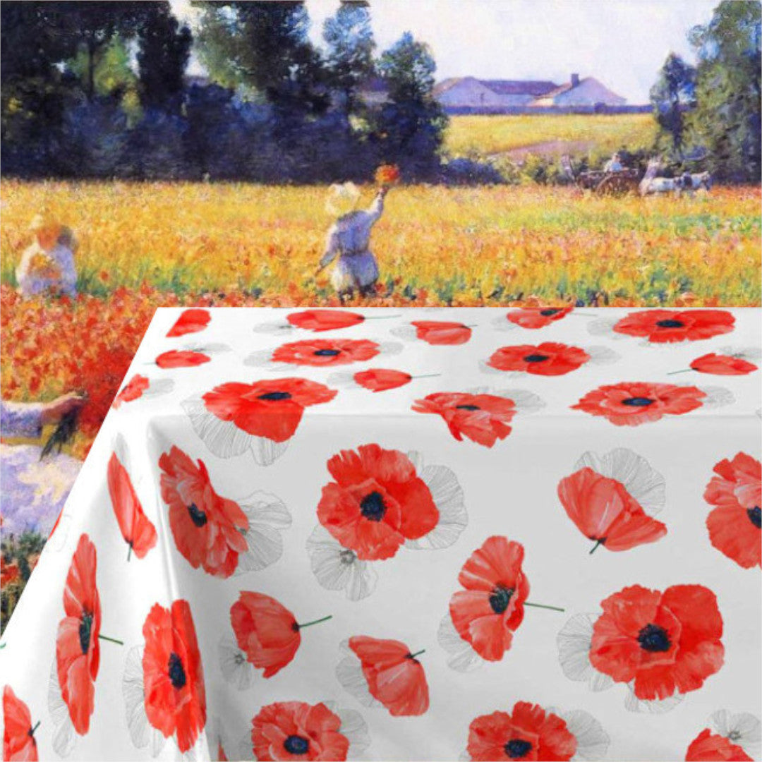 Red Coquelicot - Vaxduk med röda vallmo.