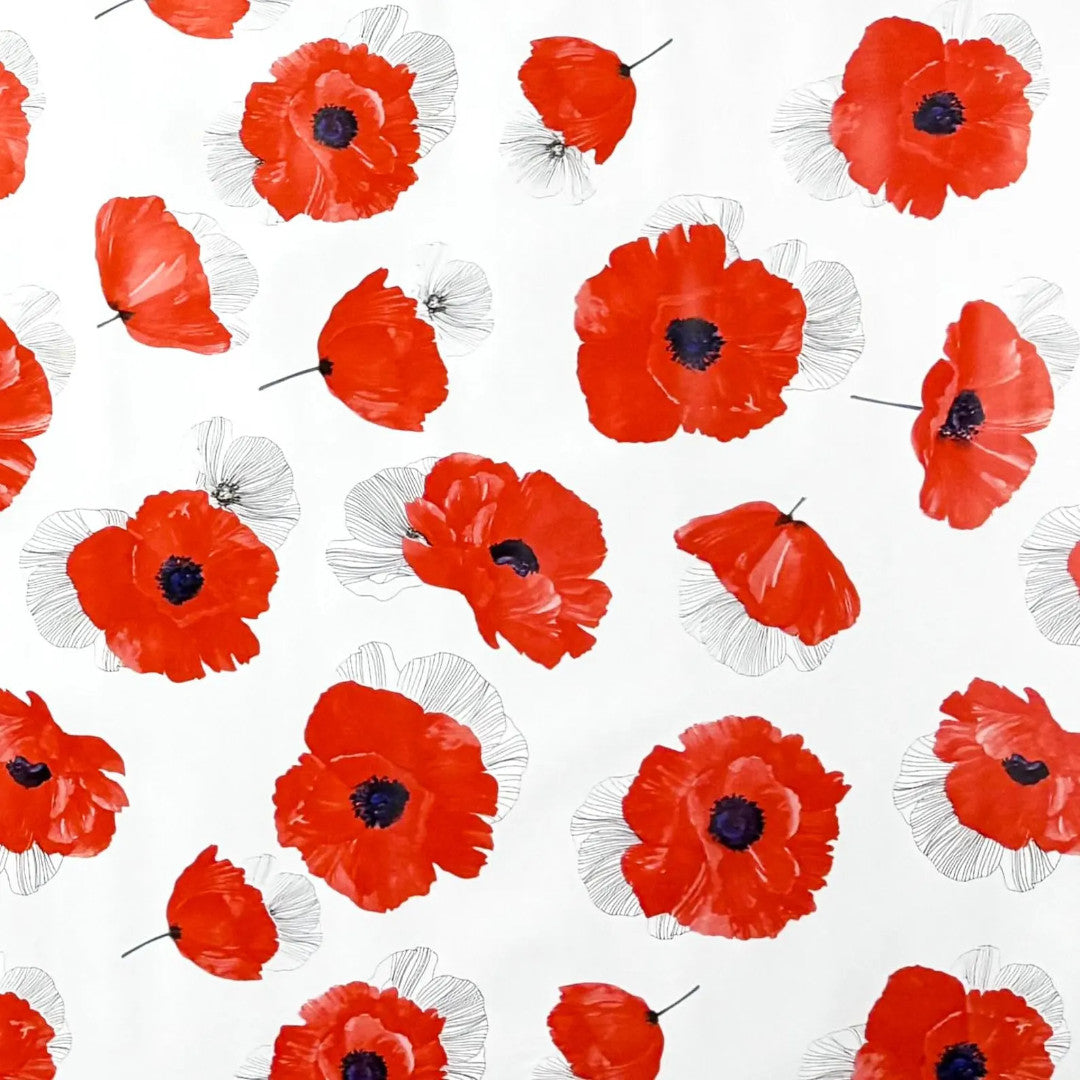Red Coquelicot - Vaxduk med röda vallmo.