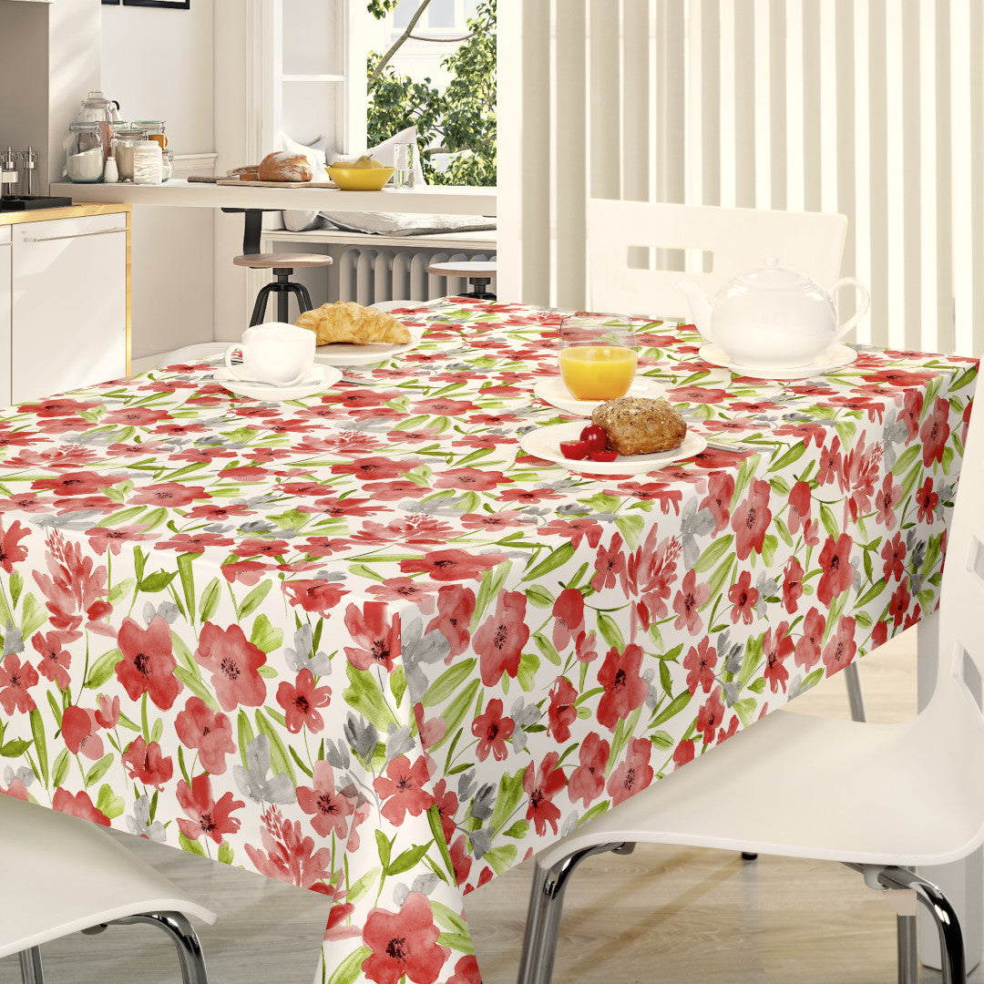 Lia Pink – Vaxduk med akvarellblommor liknande vallmo, miljö