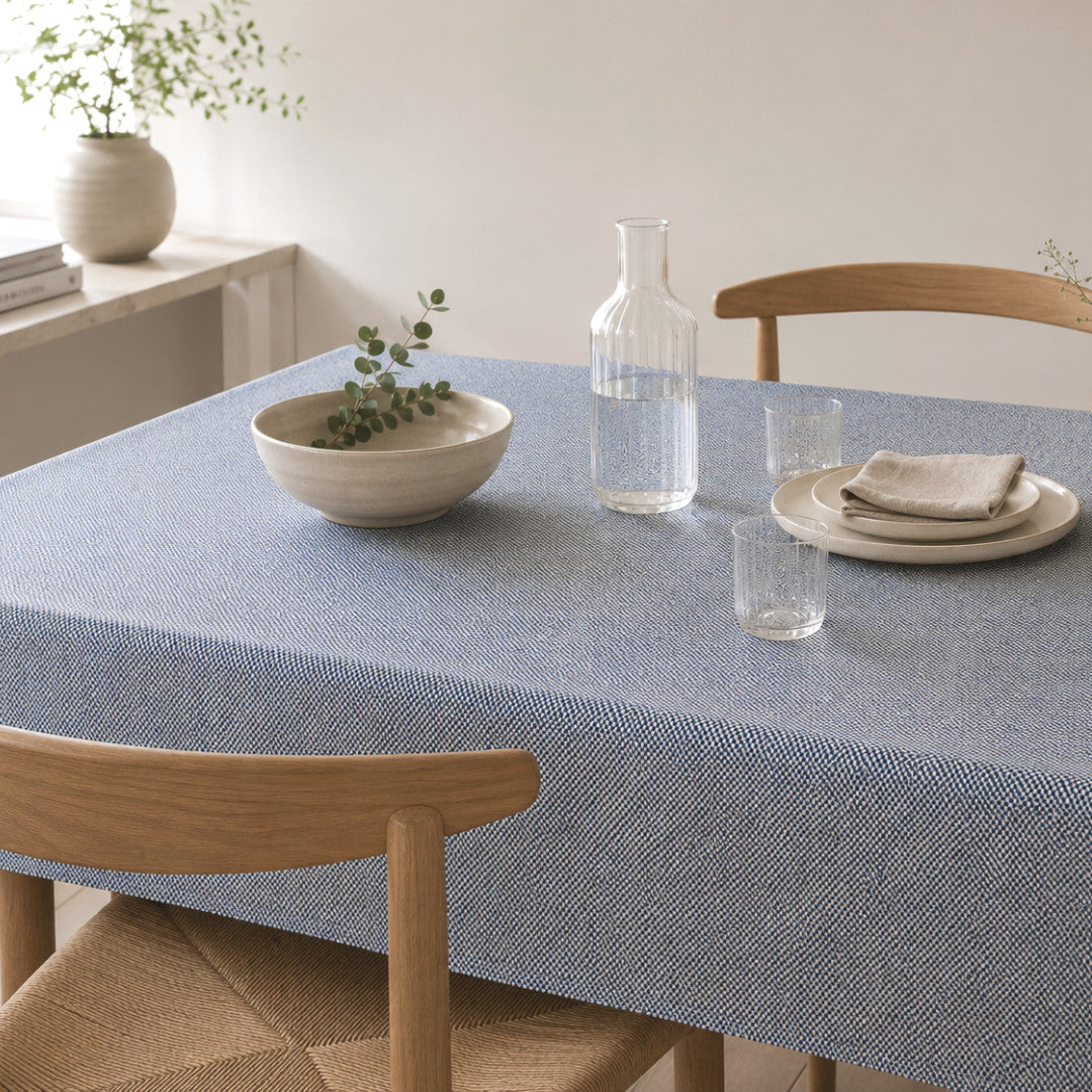 Nordfavn Roa Jeans Blå – Bred jacquardvävd textilvaxduk, 160 cm