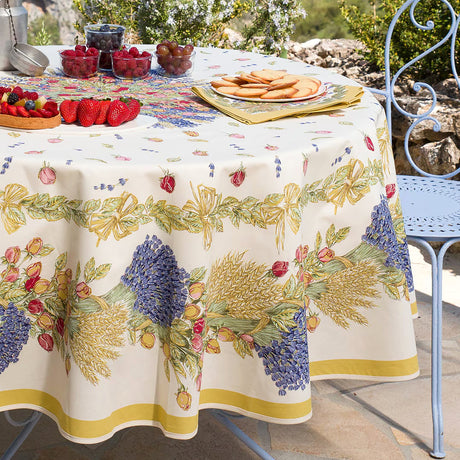 Rose Lavande - Rund akrylbelagd provenceduk Ø 180, närbild