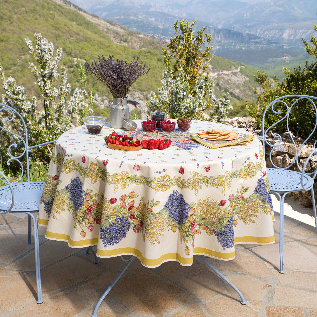 Rose Lavande - Rund akrylbelagd provenceduk Ø 180