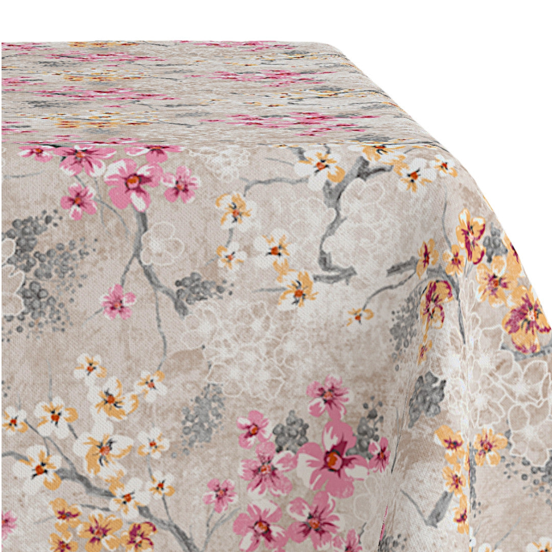 Rovira Vårblomma – Textilvaxduk med svamptryck och blommotiv, mönster