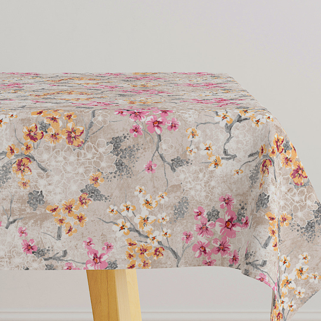 Rovira Vårblomma – Textilvaxduk med svamptryck och blommotiv