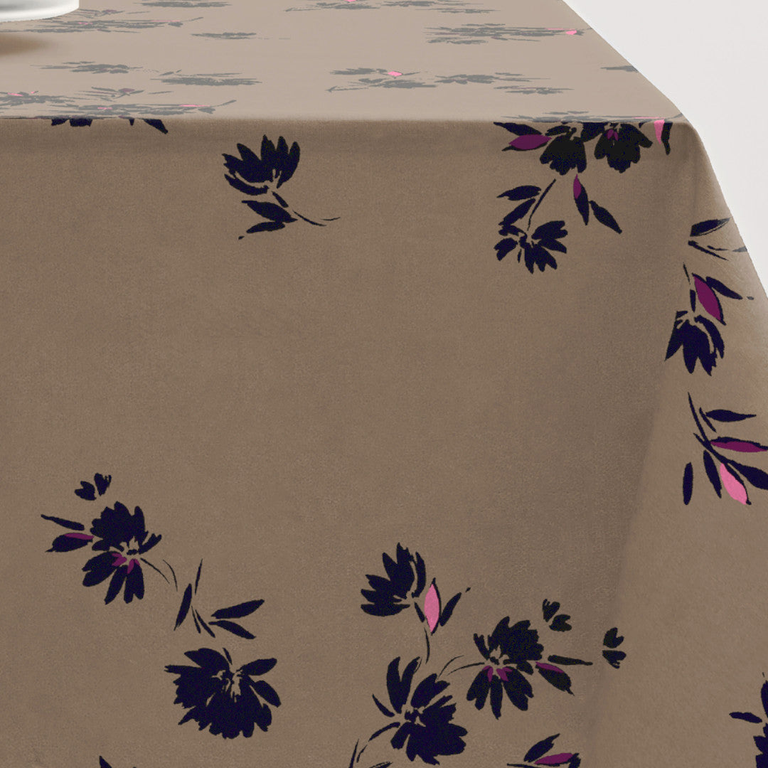 Silhouette Taupe - Södahl textilvaxduk i 100 % bomull med glidskydd, mönster