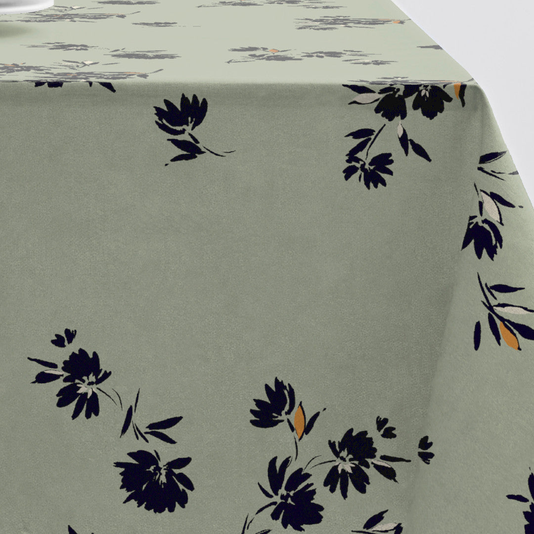 Silhouette Tea green - Södahl textilvaxduk i 100 % bomull med glidskydd, mönster