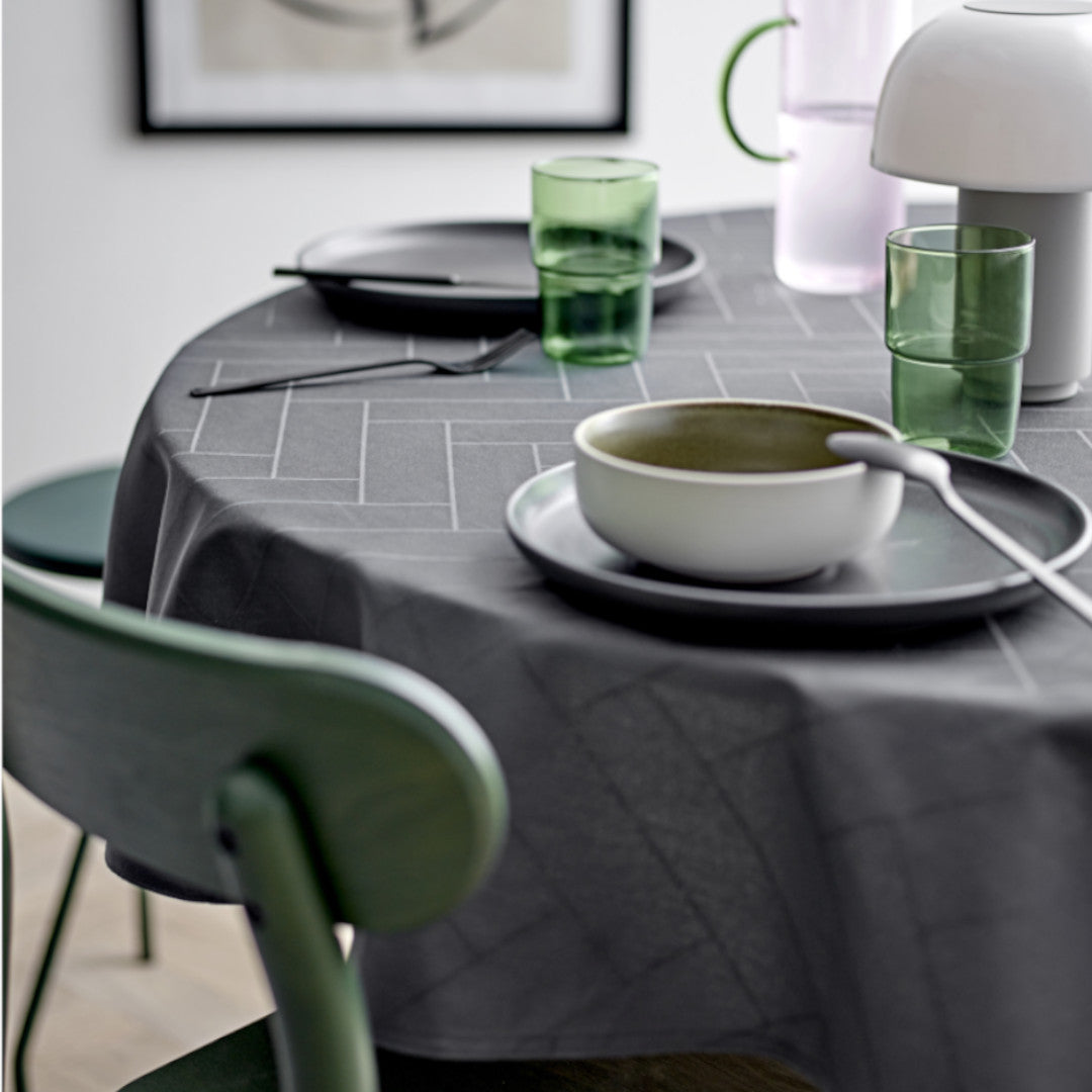 Södahl Tiles Rund Damastduk Ø 180 cm - Ash, hörn