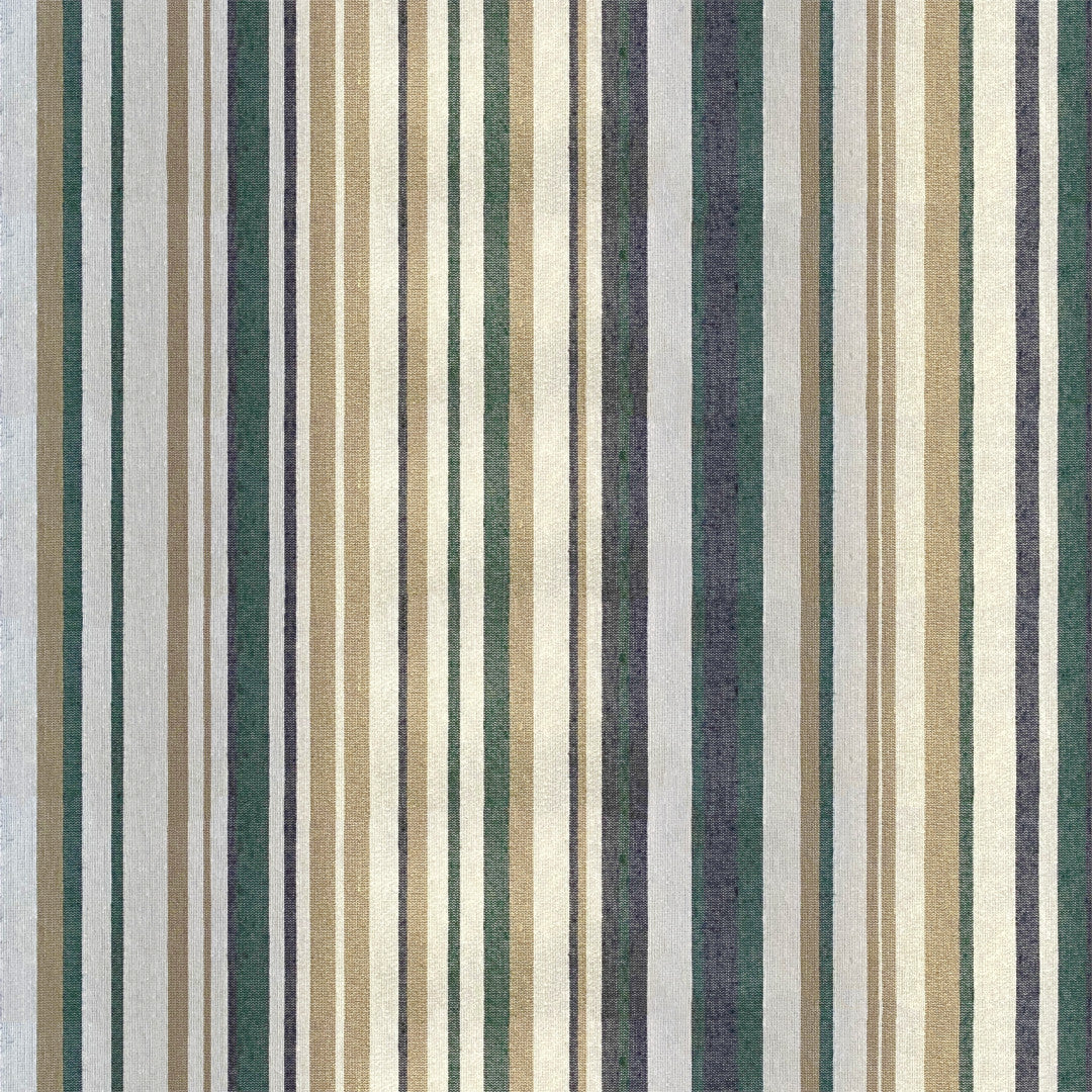 Soto – Textilvaxduk med ränder i gröna toner och naturfärger, 160 cm bred, mönster