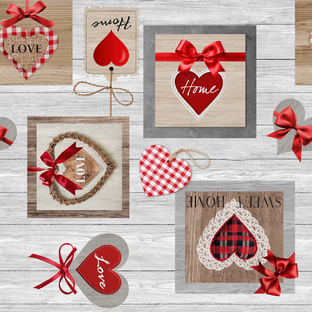 Sweet Love - Vaxduk med hjärtan, rutor och värmefulla detaljer, mönster