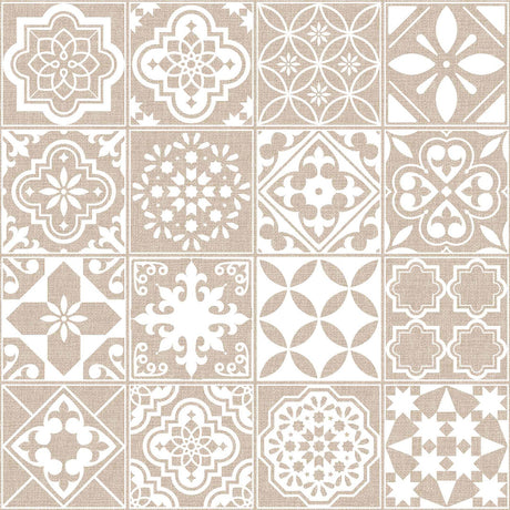 Textilia Carella – Vaxduk med klassiskt kakelmönster i naturliga nyanser, mönster