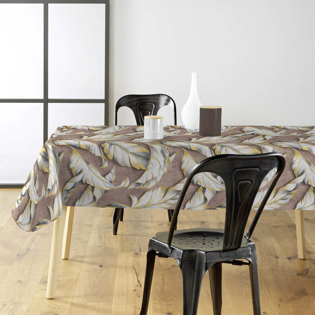 Textilia Glitter Ebany Choco – Vaxduk med blad och diskret glitter, miljö