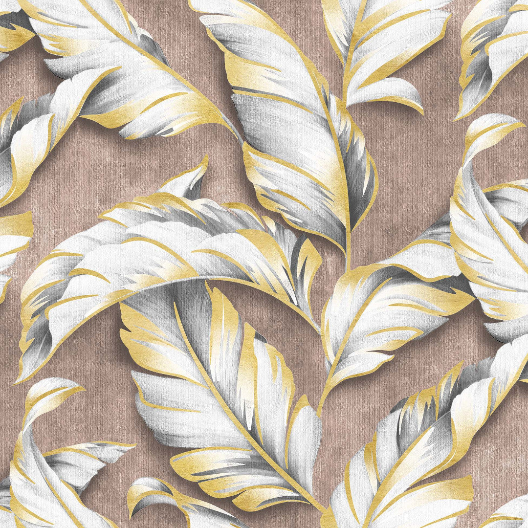 Textilia Glitter Ebany Choco – Vaxduk med blad och diskret glitter, mönster