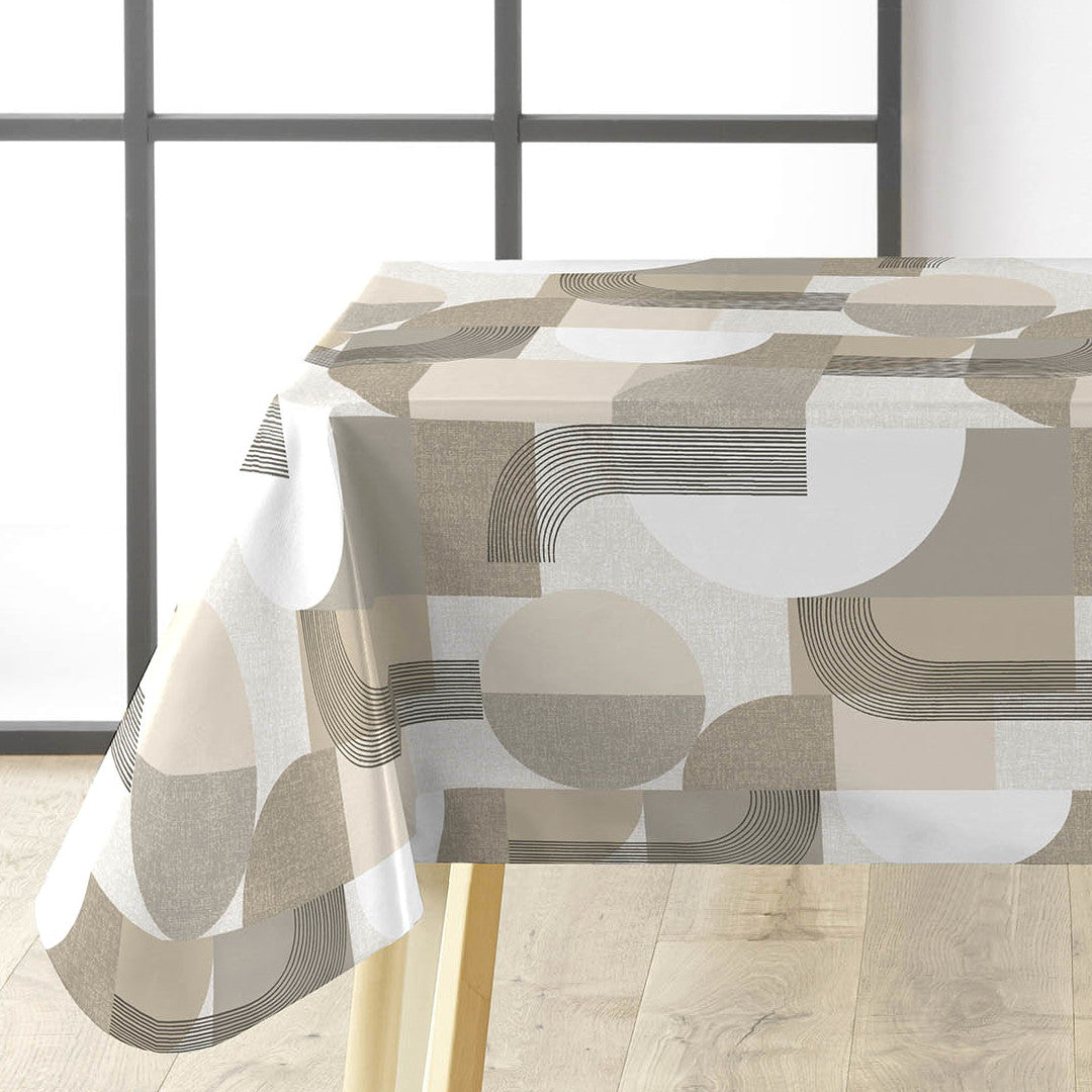 Travis Naturel - Vaxduk med grafiska former i neutrala nyanser, hörn