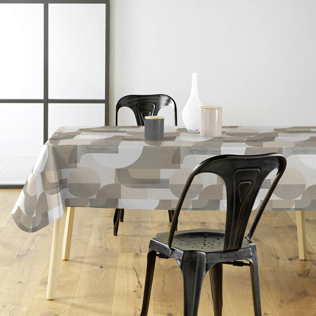 Travis Naturel - Vaxduk med grafiska former i neutrala nyanser, miljö