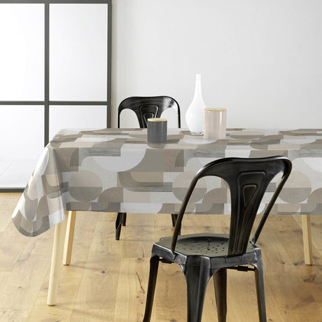 Travis Naturel - Vaxduk med grafiska former i neutrala nyanser, miljö