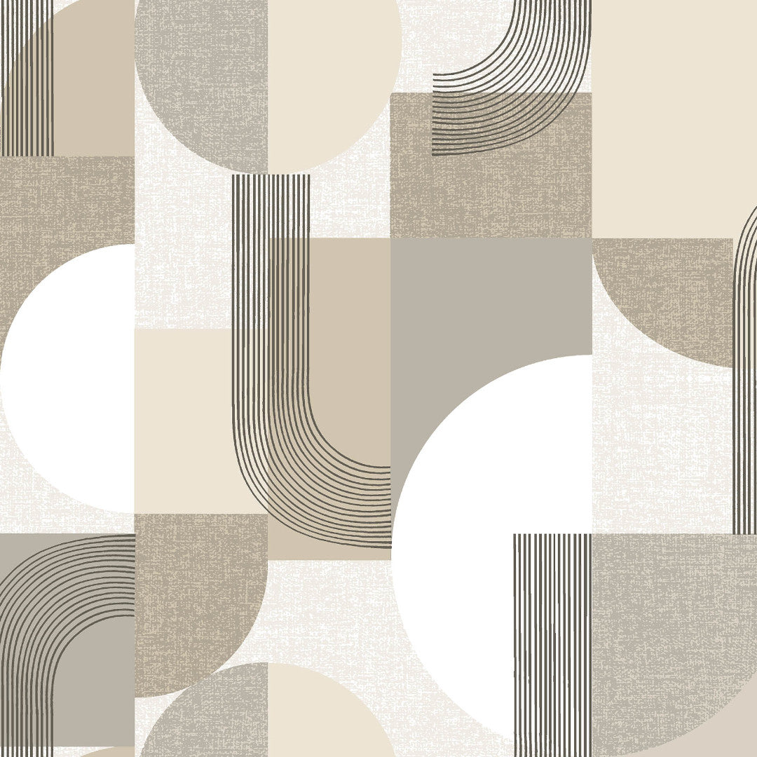 Travis Naturel - Vaxduk med grafiska former i neutrala nyanser, mönster