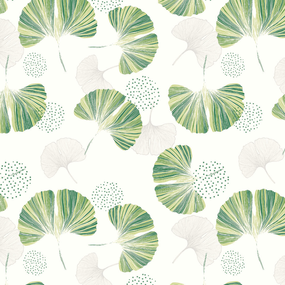 Uri Gröna Blad – Textilvaxduk med modernt bladmönster, mönster
