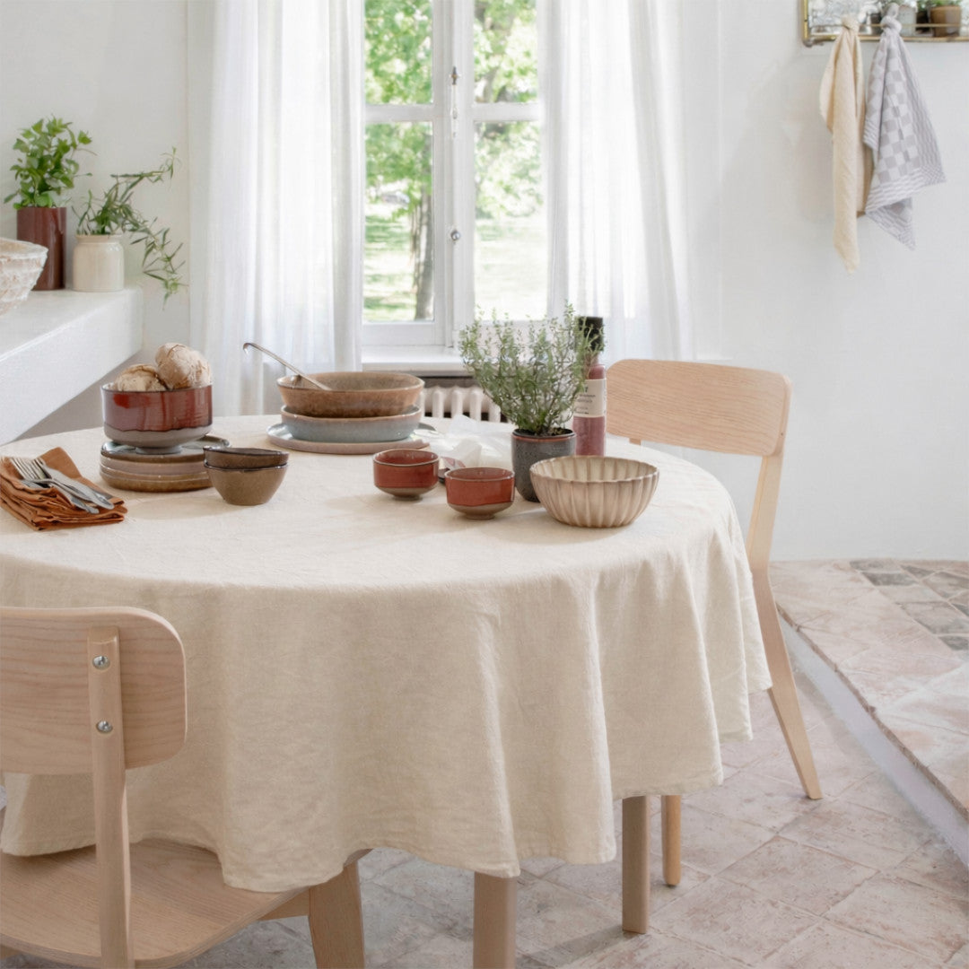 WOW Linneduk, Essence Ivory – Rund Ø 180 cm