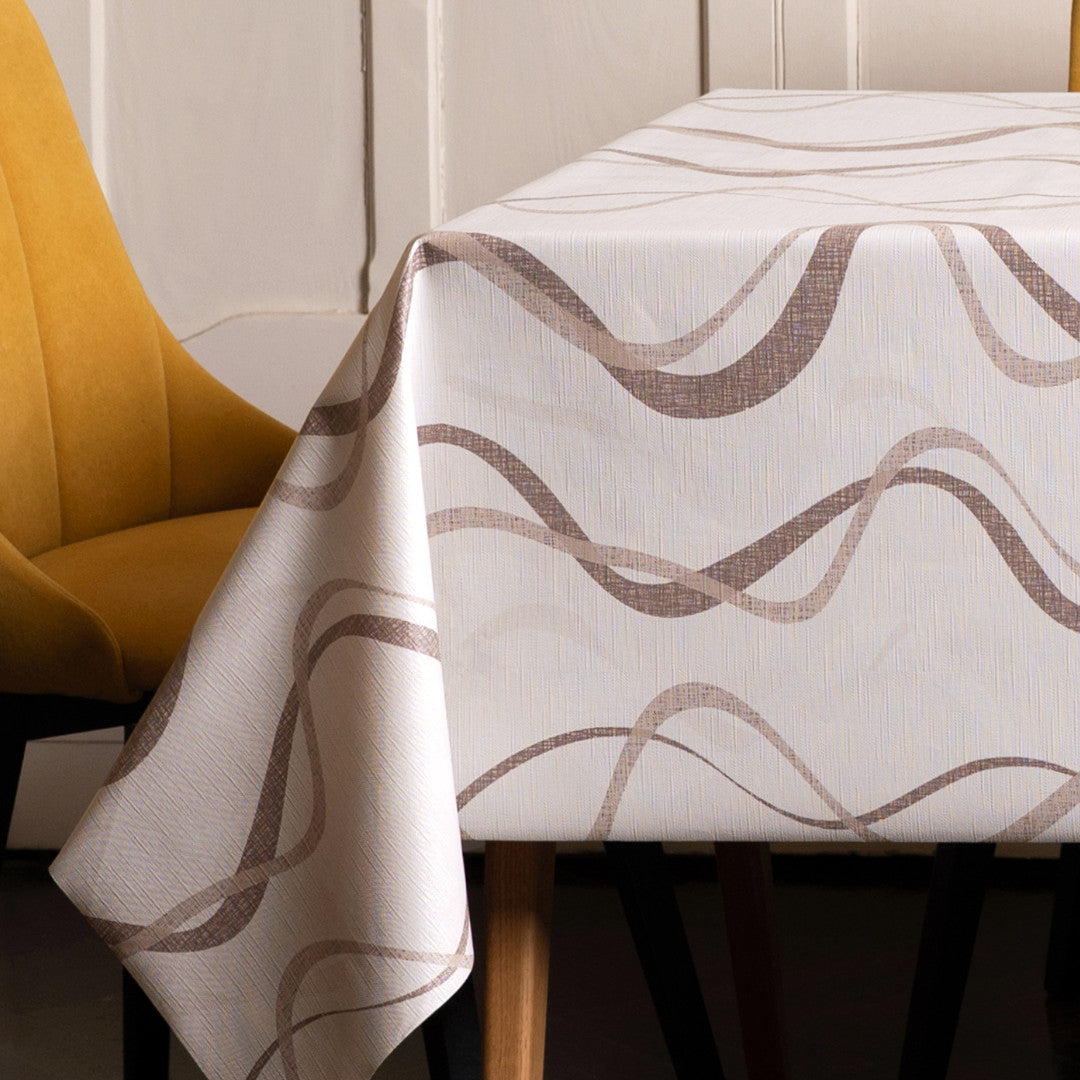 Wave Sand – Vaxduk med vågor och textillook, hörn