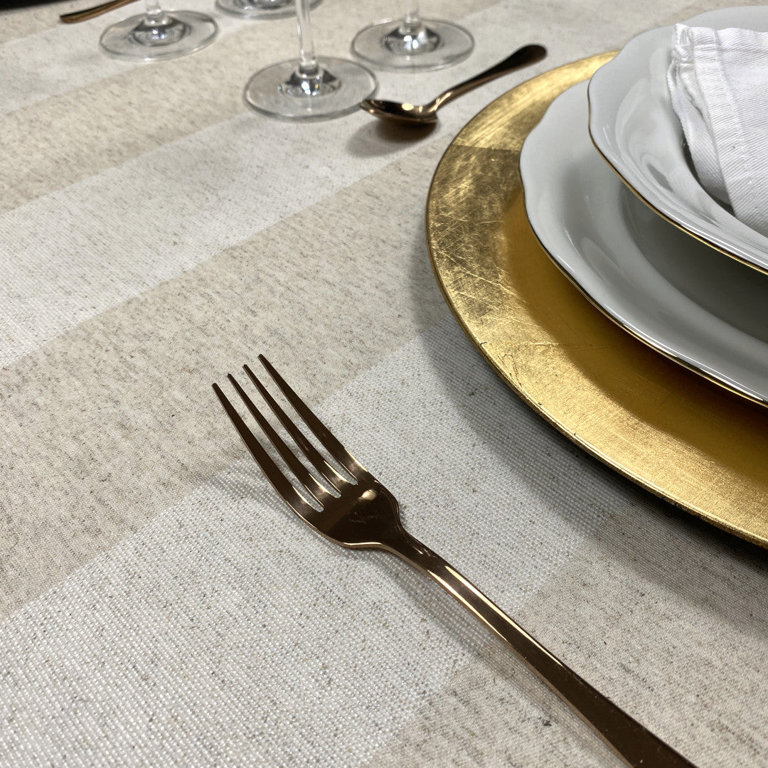 Welss Lino beige, jacquardvävd textilvaxduk, 140 cm bred