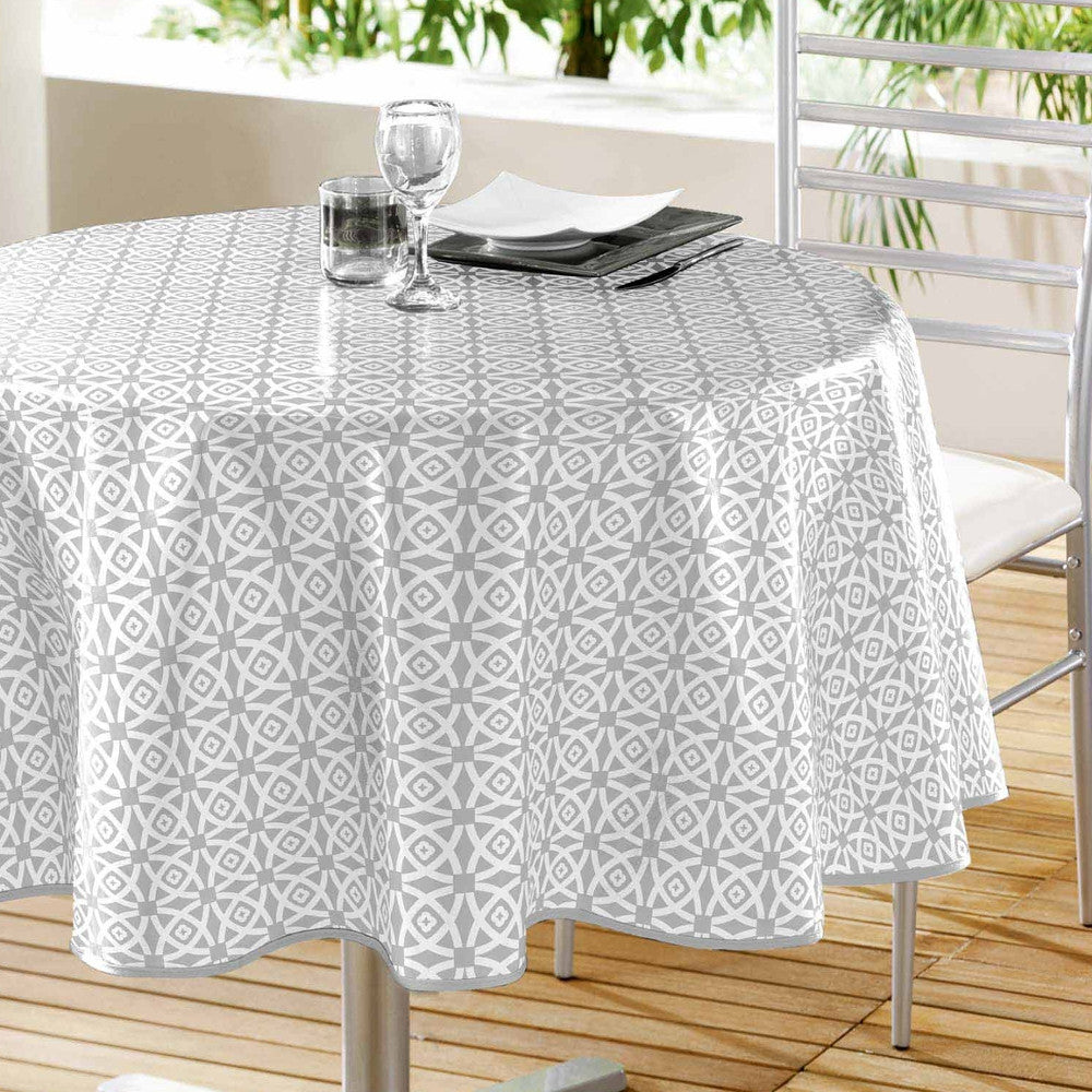 Abaca grå - Rund vaxduk ca. Ø 155 cm