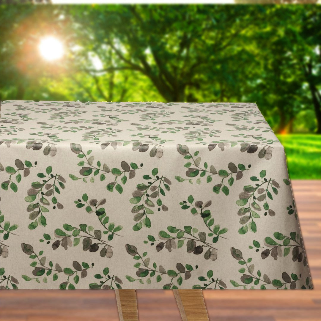 Acacia - Textilvaxduk med gröna och grå blad - 180 cm bred