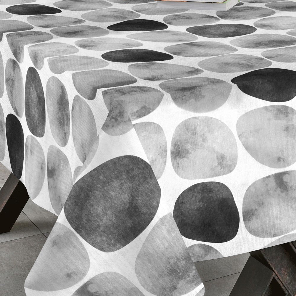 Arapoff Piedra - Stonefree Retro, textilvaxduk i vit/grå/antracit - 180 cm