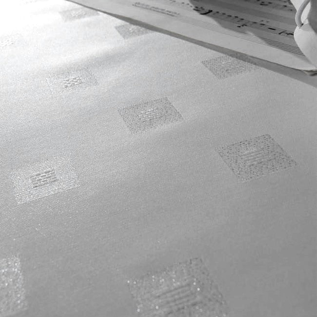 Cezanne Silver Lurex - Jacquardvävd textilvaxduk, 180 cm bred