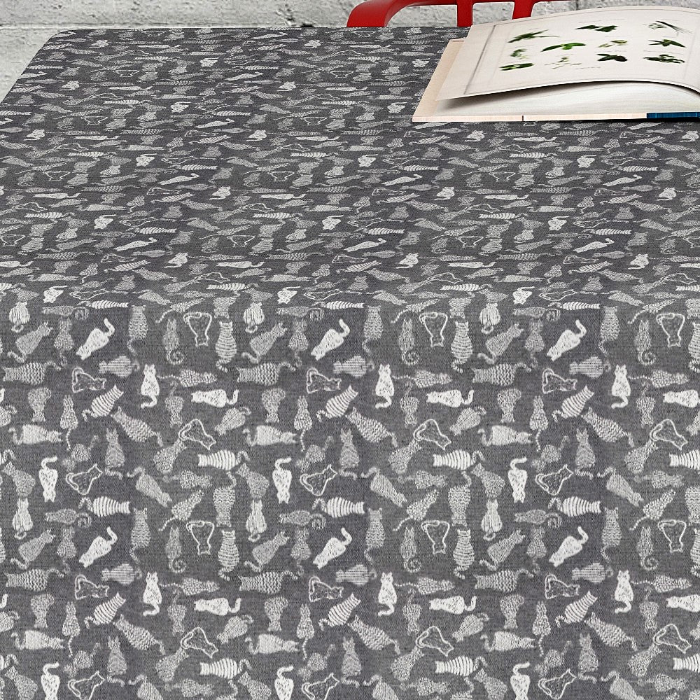 Dumond Antracit - Jacquardvävd textilvaxduk, 180 cm bred