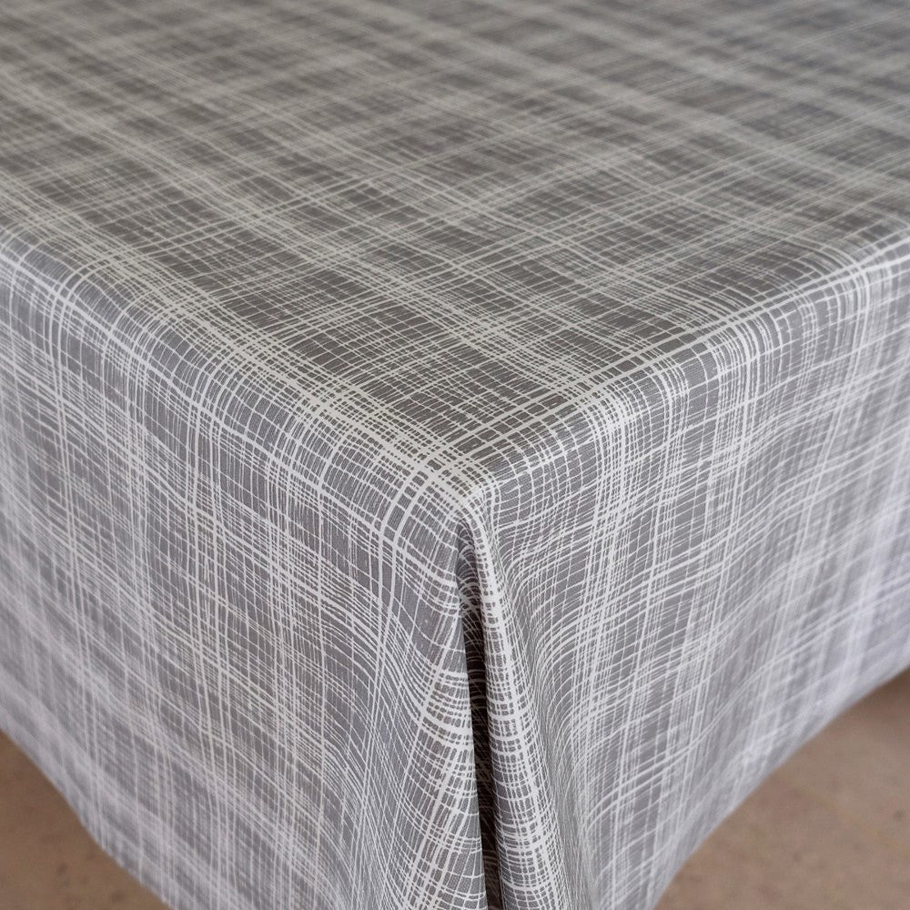 Flow Grey - Elegant textilvaxduk med enkelt linjemönster, 140 cm