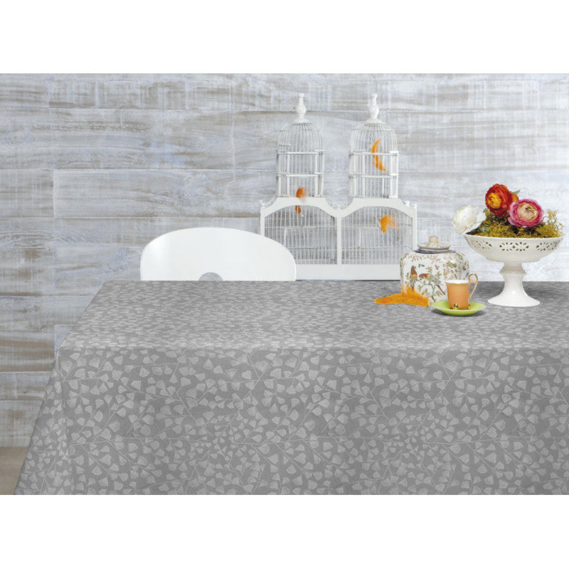 Bonard pärlgrå, jacquardvävd textilvaxduk, 140 cm bred