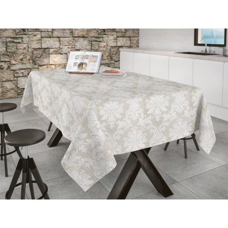 Bury Lino beige - Jacquardvävd textilvaxduk, 180 cm