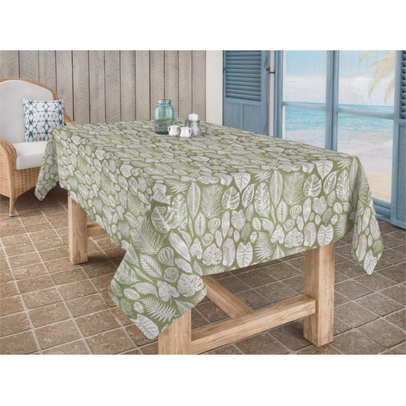 Eddy Selva grön, jacquardvävd textilvaxduk, 140 cm bred