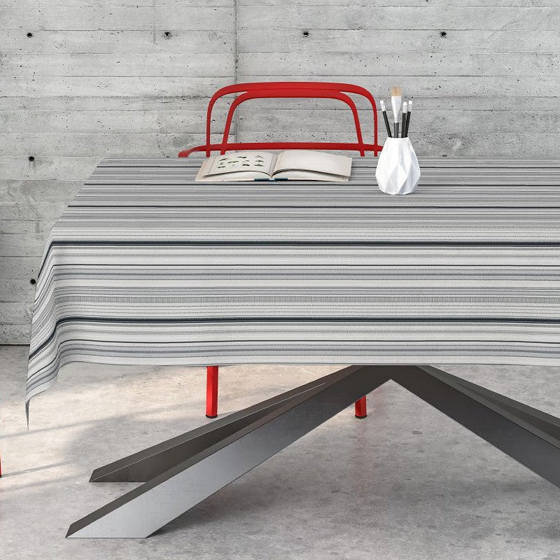 Jasper Johns, textilvaxduk med ränder i grå toner, 160 cm bred