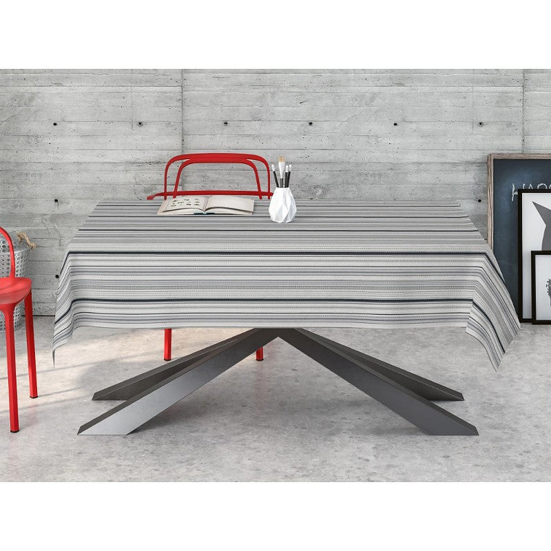 Jasper Johns, textilvaxduk med ränder i grå toner, 160 cm bred