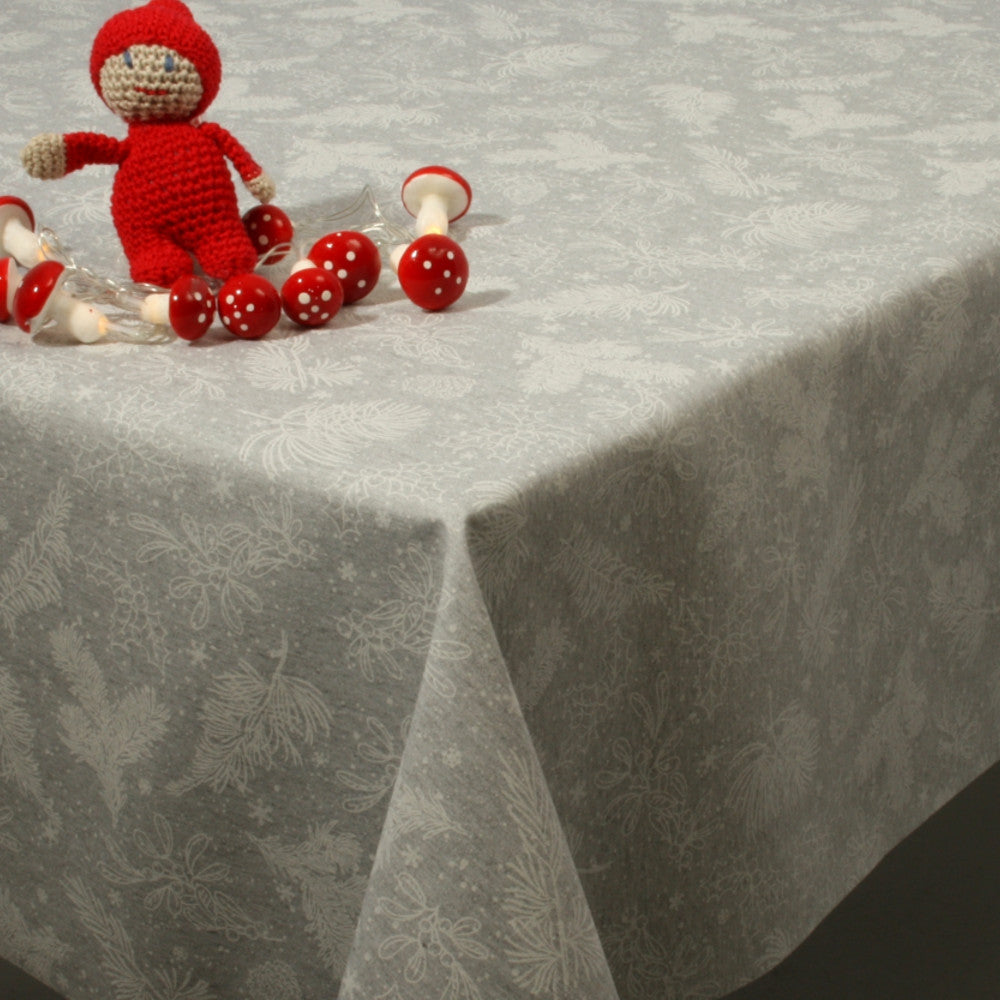 Julduk - Julfiligran, textilvaxduk i lys grå