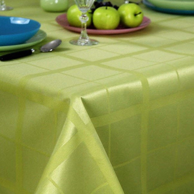 Ljus grön, textilvaxduk med stora rutor