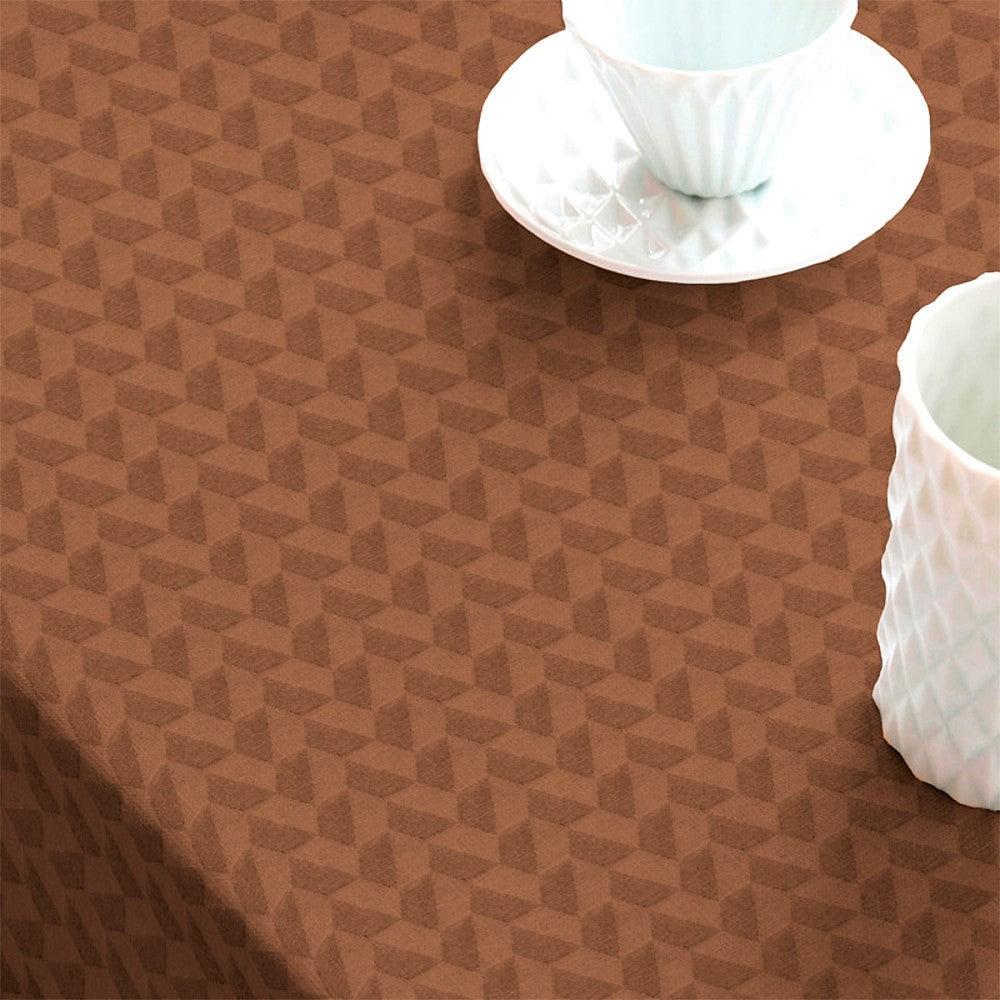 Oslo cognacfärgad 160 cm, damastvävd textilvaxduk med glidskydd