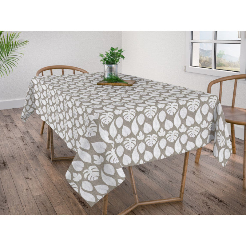 Velez - Textilvaxduk med vita blad 140 cm