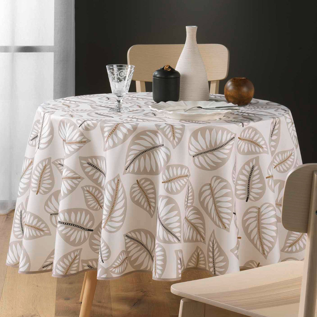 Alma Natural Ø 180 cm, rund duk med fläckskydd