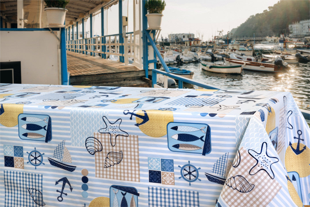 Allt Gott från Havet - Vaxduk med maritimt motiv