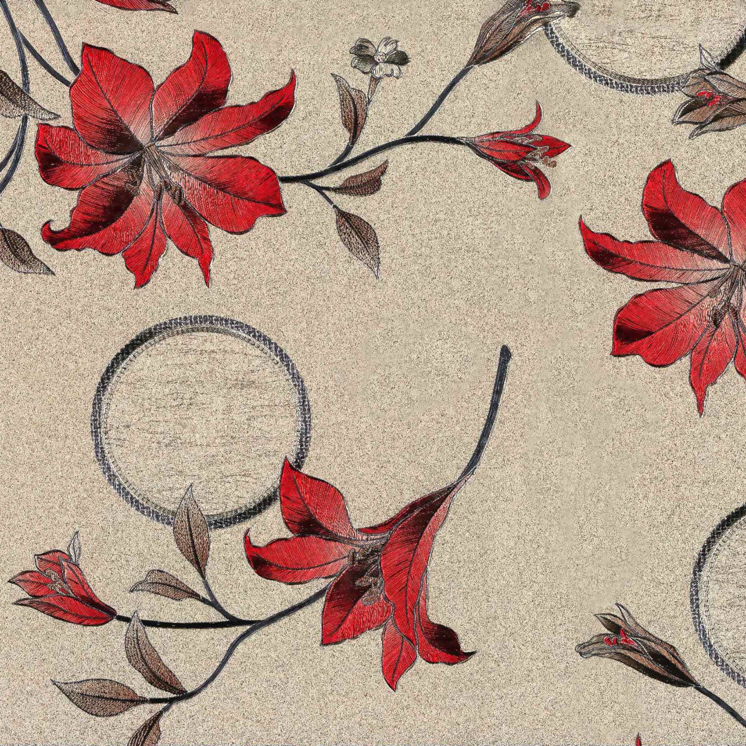 Altea Metallic Red - Gyllene vaxduk med röda julstjärnor.